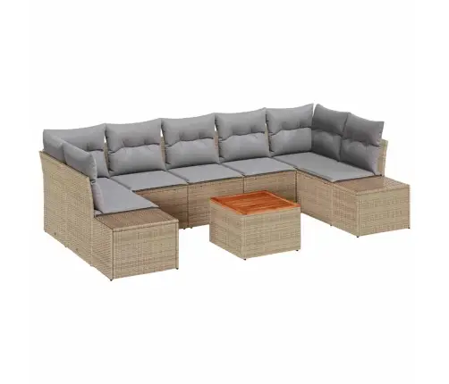 Sodo Sofų Rinkinys Su Pagalve 8 Pcs Smėlio Poliratanas