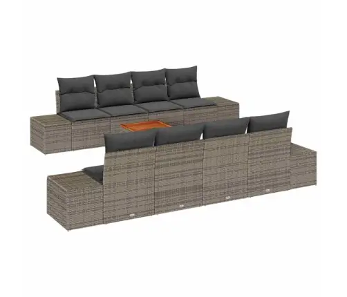 9 Daļīgs Dārza Dīvānu Komplekts Ar Spilveniem Pelēkā Poliratanas Akācijā Vidaxl