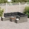 9 Daļu Dārza Dīvānu Komplekts Ar Spilveniem Pelēkā Polirātānā Un Akācijā Vidaxl