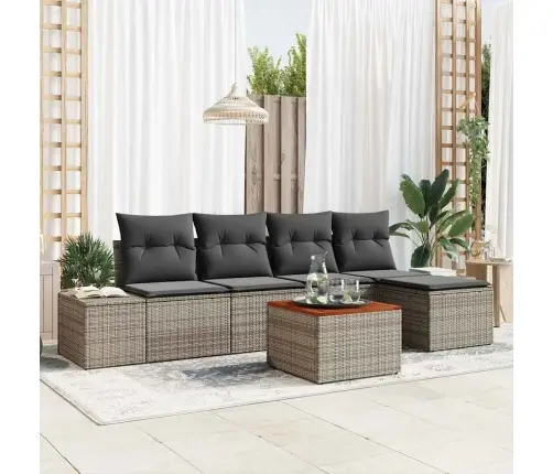 6 Daļu Dārza Dīvānu Komplekts Ar Spilveniem, Pelēkā Polirasēta Akācijā Vidaxl