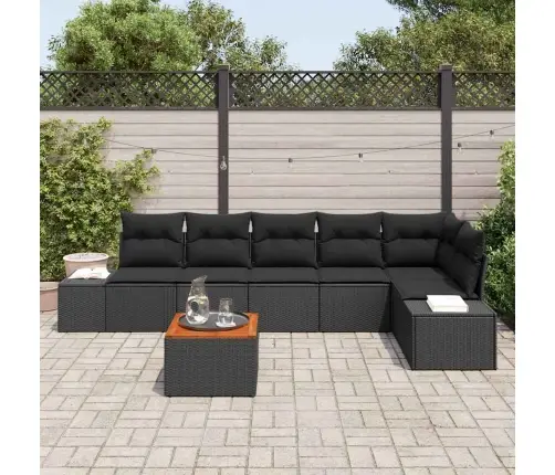 Aia Diivanikomplekt Padjaga 7 Pcs Must Polürotang