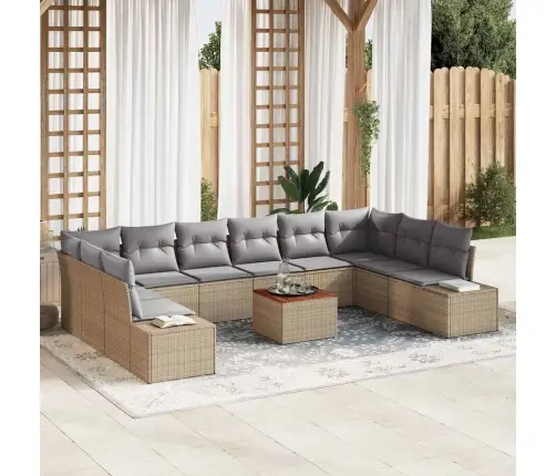 11 Daļīgu Dārza Dīvānu Komplekts Ar Spilveniem Pelēkā Poliratonā Vidaxl