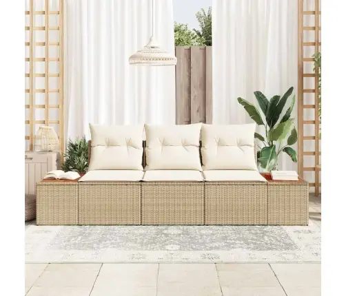 3 Gabalu Dārza Dīvānu Komplekts Ar Spilveniem Bēšs Poliratana Akācijas Dīvāns Vidaxl