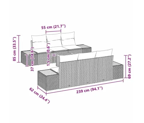 Aia Diivanikomplekt Padjaga 7 Pcs Must Polürooster