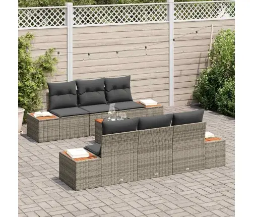 7 Daļu Dārza Dīvānu Komplekts Ar Spilveniem Pelēkā Poli Rattanā Vidaxl