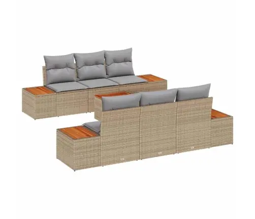 7 Daļu Dārza Dīvānu Komplekts Ar Spilveniem Bēšā Polyratānā Vidaxl