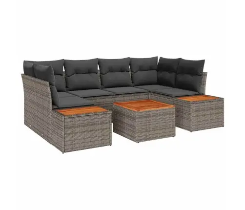 Sodo Sofų Rinkinys Su Pagalve 6 Pcs Pilka Poli Ratanas