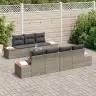Sodo Sofų Rinkinys Su Pagalve 8 Pcs Pilka Poli Ratanas