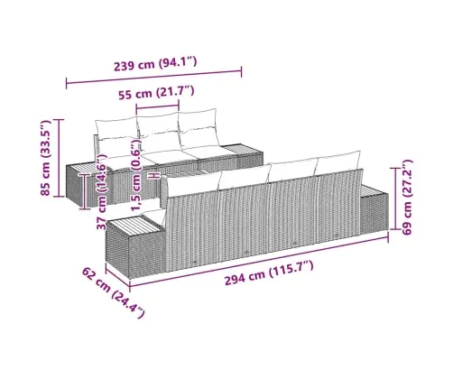 Aia Diivanikomplekt Padjaga 8 Pcs Beež Polürooster