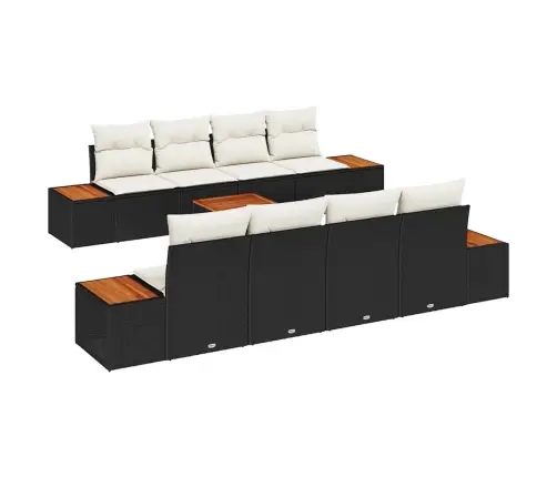 9 Daļu Dārza Dīvānu Komplekts Ar Spilveniem Melnā Poliratanā Vidaxl