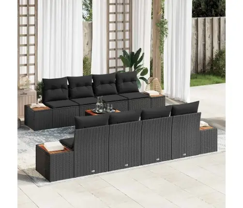 Aia Diivanikomplekt Padjaga 9 Pcs Must Polürooster