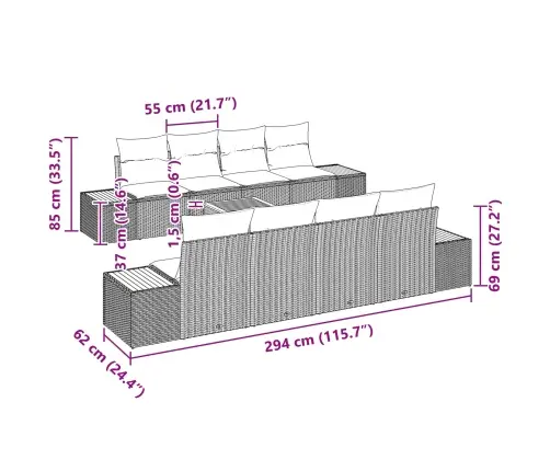 Aia Diivanikomplekt Padjaga 9 Pcs Must Polürooster