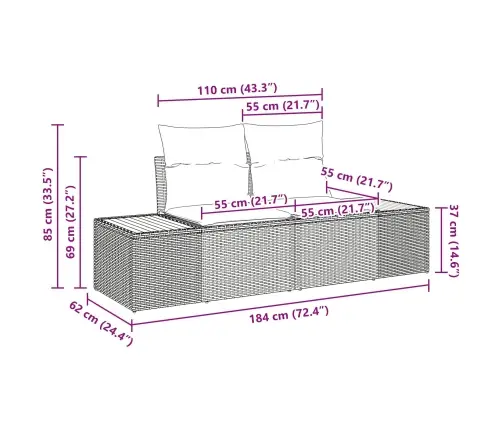 Aia Diivanikomplekt Padjaga Padjaga 4 Pcs Must Polürotang