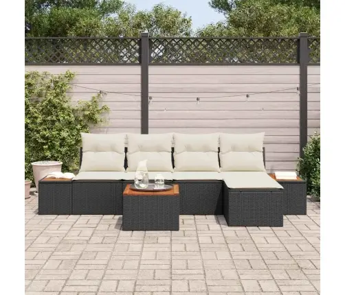 Sodo Sofų Rinkinys Su Pagalve 6 Pcs Juoda Poli Ratanas