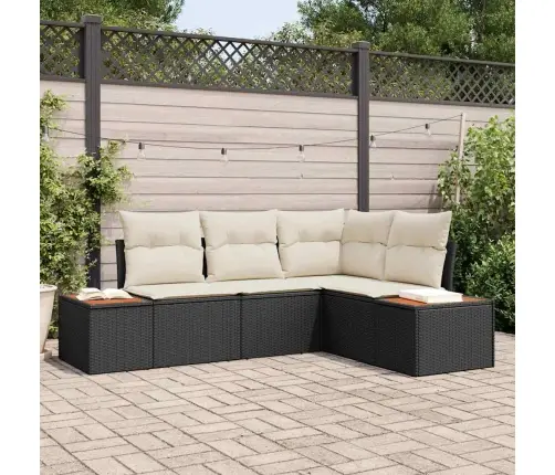 4 Daļu Dārza Dīvanu Komplekts Ar Spilveniem Melns Poliratanā Akācija Vidaxl