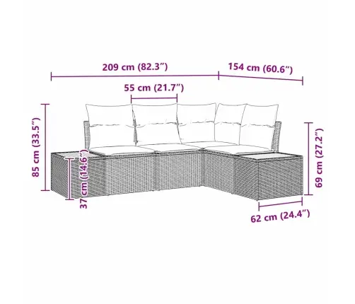 Aia Diivanikomplekt Padjaga 5 Pcs Beež Polürooster