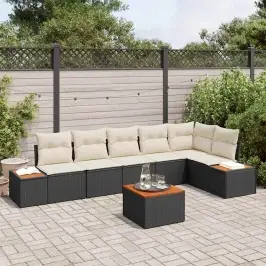 Dārza Dīvānu Komplekts 7 Pcs Melna Poliūtu Rotangpalma Vidaxl