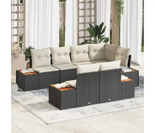 Aia Diivanikomplekt Padjaga 7 Pcs Must Polürotang