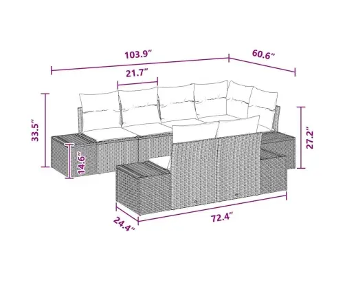 Aia Diivanikomplekt Padjaga 7 Pcs Must Polürooster