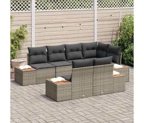 Sodo Sofų Rinkinys Su Pagalve 7 Pcs Pilka Poliratanas