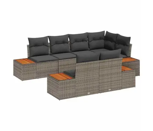 Sodo Sofų Rinkinys Su Pagalve 7 Pcs Pilka Poliratanas