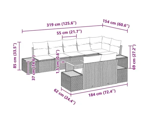 9-Daļīgais Dārza Dīvānu Komplekts Ar Spilveniem - Pelēks Polirahtans Un Akācija Vidaxl