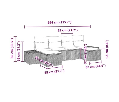 6 Gab. Dārza Dīvānu Komplekts Ar Spilveniem Bēšs Poli Rotangpalma Akācija Vidaxl