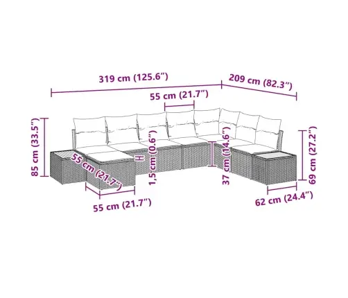 Aia Diivanikomplekt Padjaga 8 Pcs Hall Polürooster