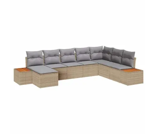 8 Gabalu Dārza Dīvānu Komplekts Ar Spilveniem Bēšs Poli Rotangpalma Akācija Vidaxl