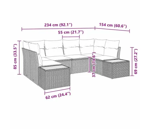 Aia Diivanikomplekt Padjaga 6 Pcs Beež Polürotang