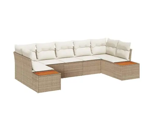 7 Daļas Dārza Dīvānu Komplekts Ar Spilveniem Bēša Poli Rattan Vidaxl