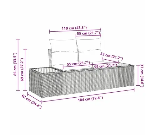 7 Daļas Dārza Dīvānu Komplekts Ar Spilveniem Bēša Poli Rattan Vidaxl