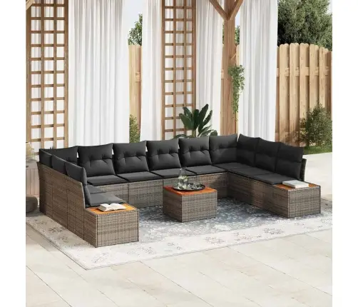 11 Gabalu Dārza Dīvānu Komplekts Ar Spilveniem Pelēkā Krāsā Vidaxl