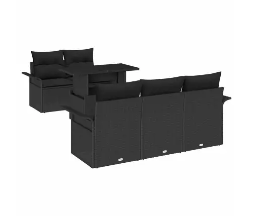 6 Daļu Dārza Dīvānu Komplekts Ar Spilveniem Melnā Poliratanā Vidaxl