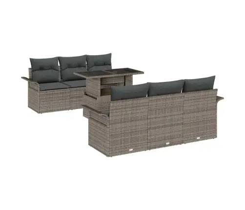 7 Daļu Dārza Dīvānu Komplekts Ar Spilveniem, Pelēks Poliratonis Vidaxl