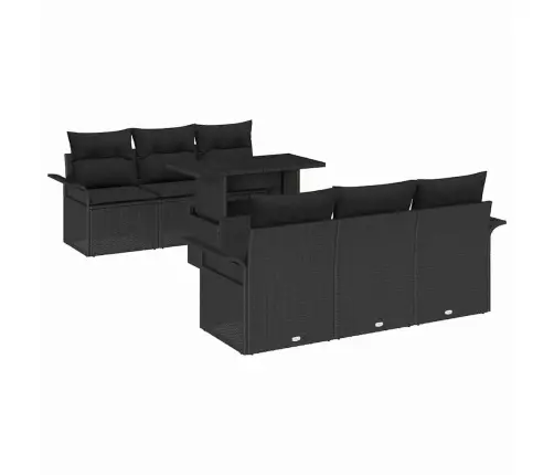 7 Daļu Dārza Dīvānu Komplekts Ar Spilveniem Melnā Poliratanā Vidaxl