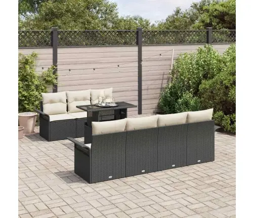 Aia Diivanikomplekt Padjaga 8 Pcs Must Polürotang