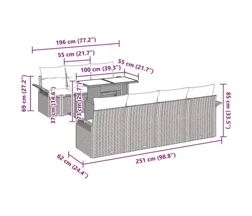 Aia Diivanikomplekt Padjaga 8 Pcs Must Polürotang