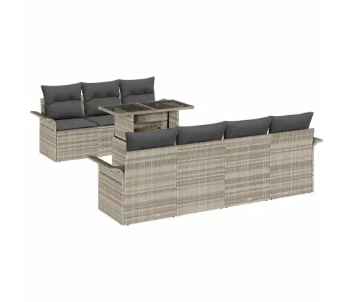 8 Daļīgs Dārza Dīvānu Komplekts Ar Spilveniem, Gaiši Pelēkā Polirotangā Vidaxl