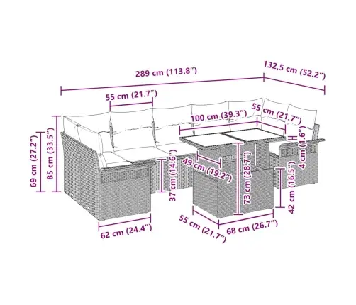 Sodo Sofų Rinkinys Su Pagalve 8 Pcs Juoda Poli Ratanas