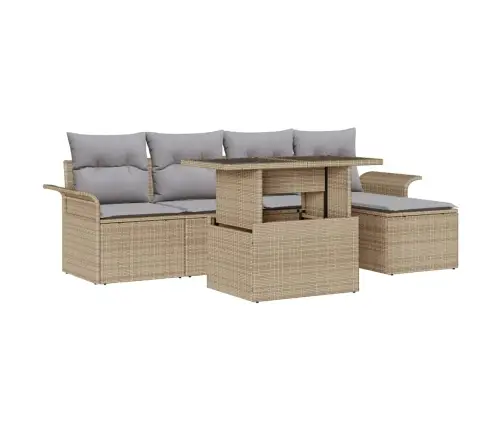 6 Daļu Dārza Dīvānu Komplekts Ar Bēšiem Spilveniem Vidaxl