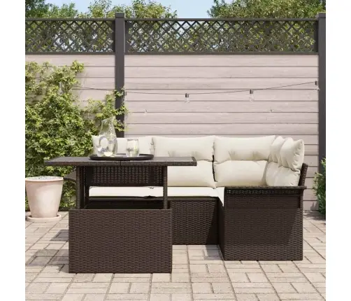 5 Gabalu Dārza Dīvānu Komplekts Ar Spilveniem Brūnā Poli Rotangpalma Vidaxl