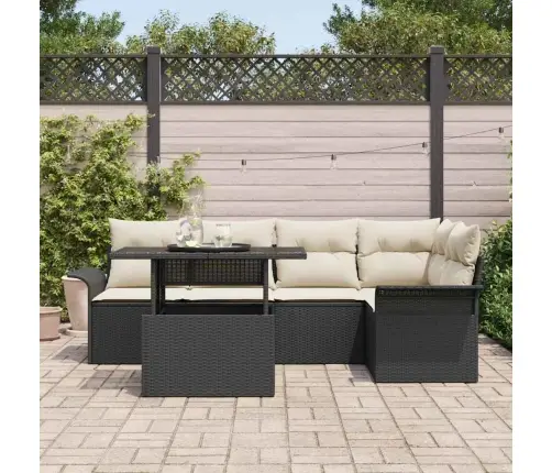 6 Daļu Dārza Dīvānu Komplekts Ar Spilveniem Melnā Poliratanā Vidaxl