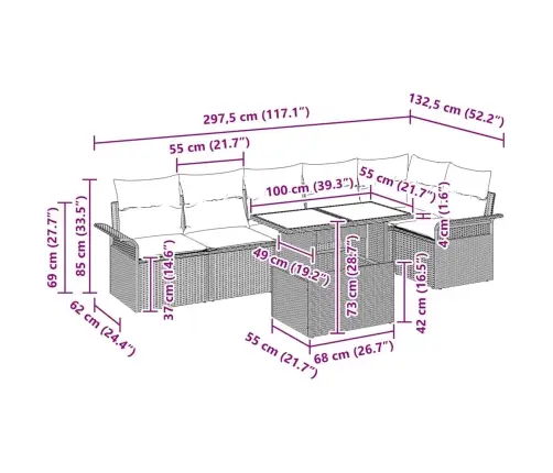 7 Daļu Dārza Dīvānu Komplekts Ar Spilveniem Melnā Poli Rotangpalmas Vidaxl