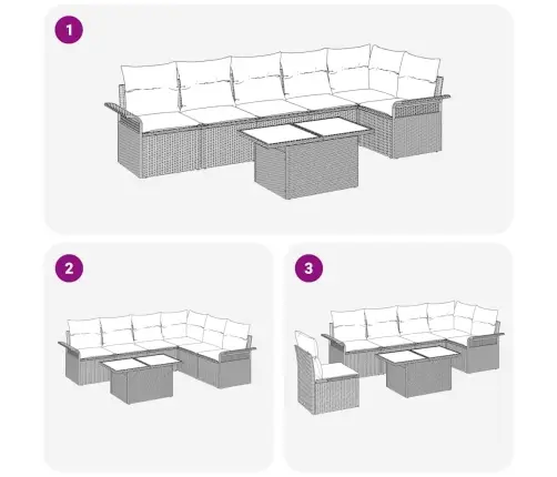 7 Daļu Dārza Dīvānu Komplekts Ar Spilveniem Melnā Poli Rotangpalmas Vidaxl