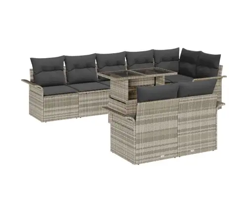 9 Gabalu Dārza Dīvānu Komplekts Ar Spilveniem Gaismas Pelēkā Polirotangpalmas Vidaxl