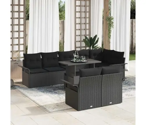 Sodo Sofų Rinkinys Su Pagalve 9 Pcs Juoda Poli Ratanas Sodo Sofų Rinkinys Su Pagalve 9 Pcs Juoda Poli Ratanas