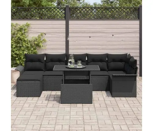 Aia Diivanikomplekt Padjaga 8 Pcs Must Polürooster