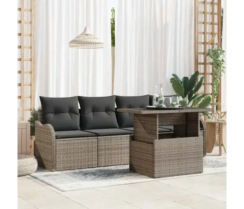 5 Daļu Dārza Dīvāna Komplekts Ar Spilveniem Pelēkajā Poliretānā Vidaxl