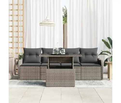 5 Daļu Dārza Dīvāna Komplekts Ar Spilveniem Pelēkajā Poliretānā Vidaxl